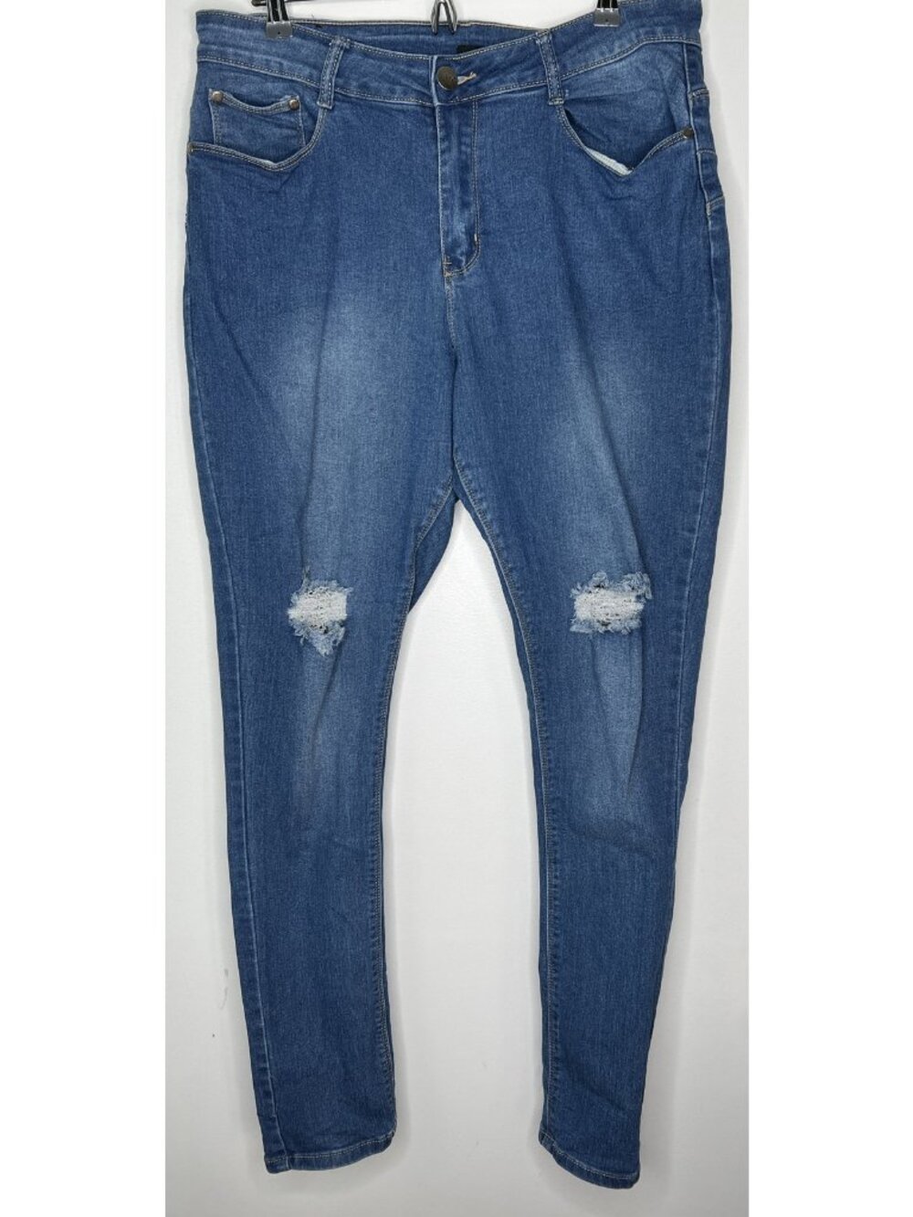 BOB 3X Plus Size Distressed Skinny Blue High Rise Jeans